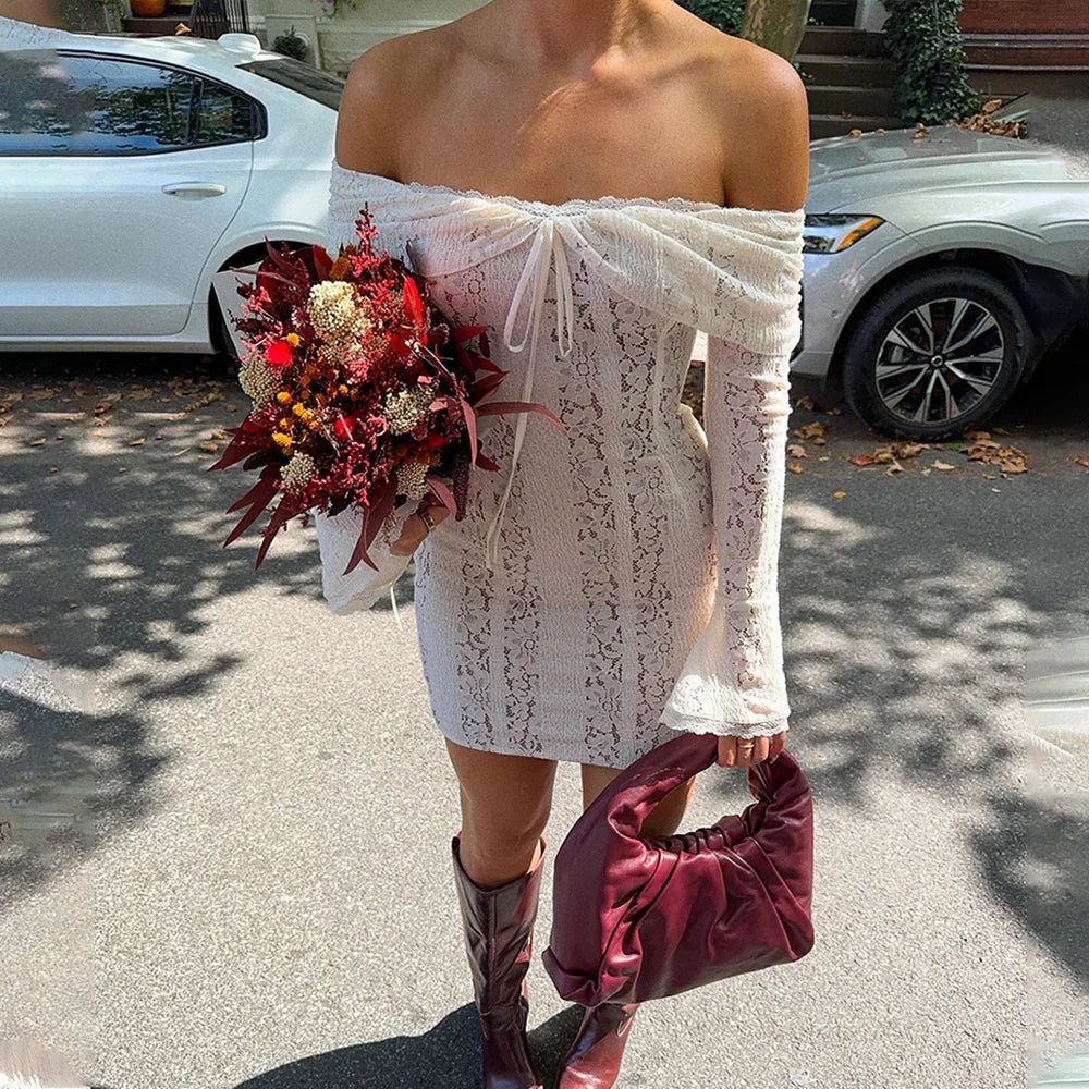 SOERA Gemma Off Shoulder Mini Dress - Dresses - 1005007915715143-;BF1770793334524286575 White L