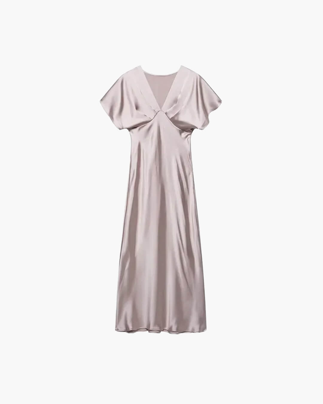 SOERA Janna V Neck Satin Midi Dress - Dresses - 1005009335625629-;SC1771345061657631611 Gray XS