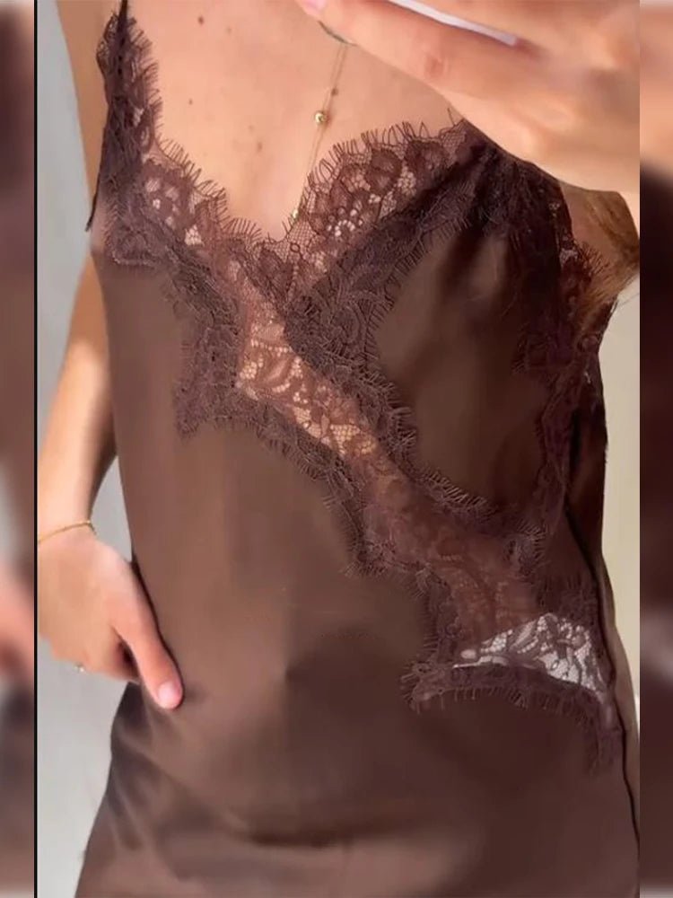 SOERA Kara Asymmetric Satin Mini Dress - Dresses - 1005009973435965-;xl1763048696672735241 Brown M