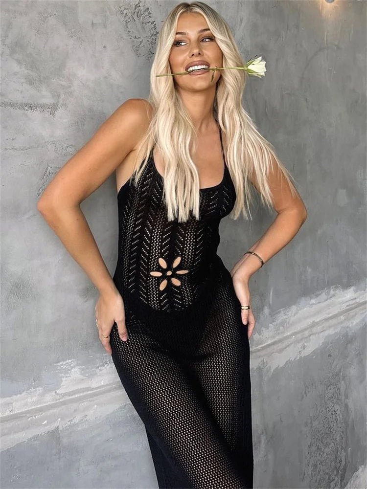 SOERA Lilith Hollow Knit Maxi Dress - Dresses - 1005006698742922-;oF1771839650848143611 Black S