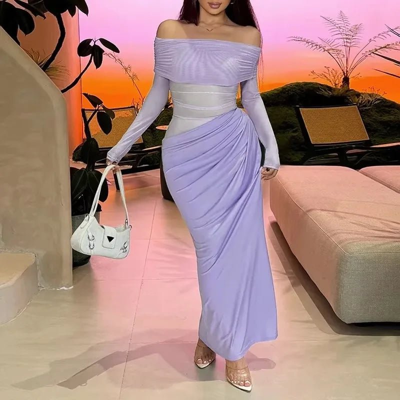 SOERA Lizy Long Sleeve Mesh Maxi Dress - Dresses - 1005008319705746-;wr1769140532685115526 Purple XS