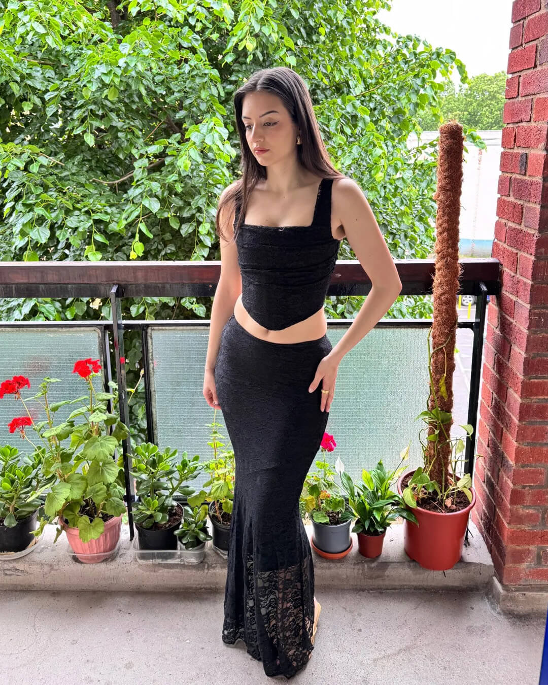 Ensemble jupe longue Esmeralda en dentelle