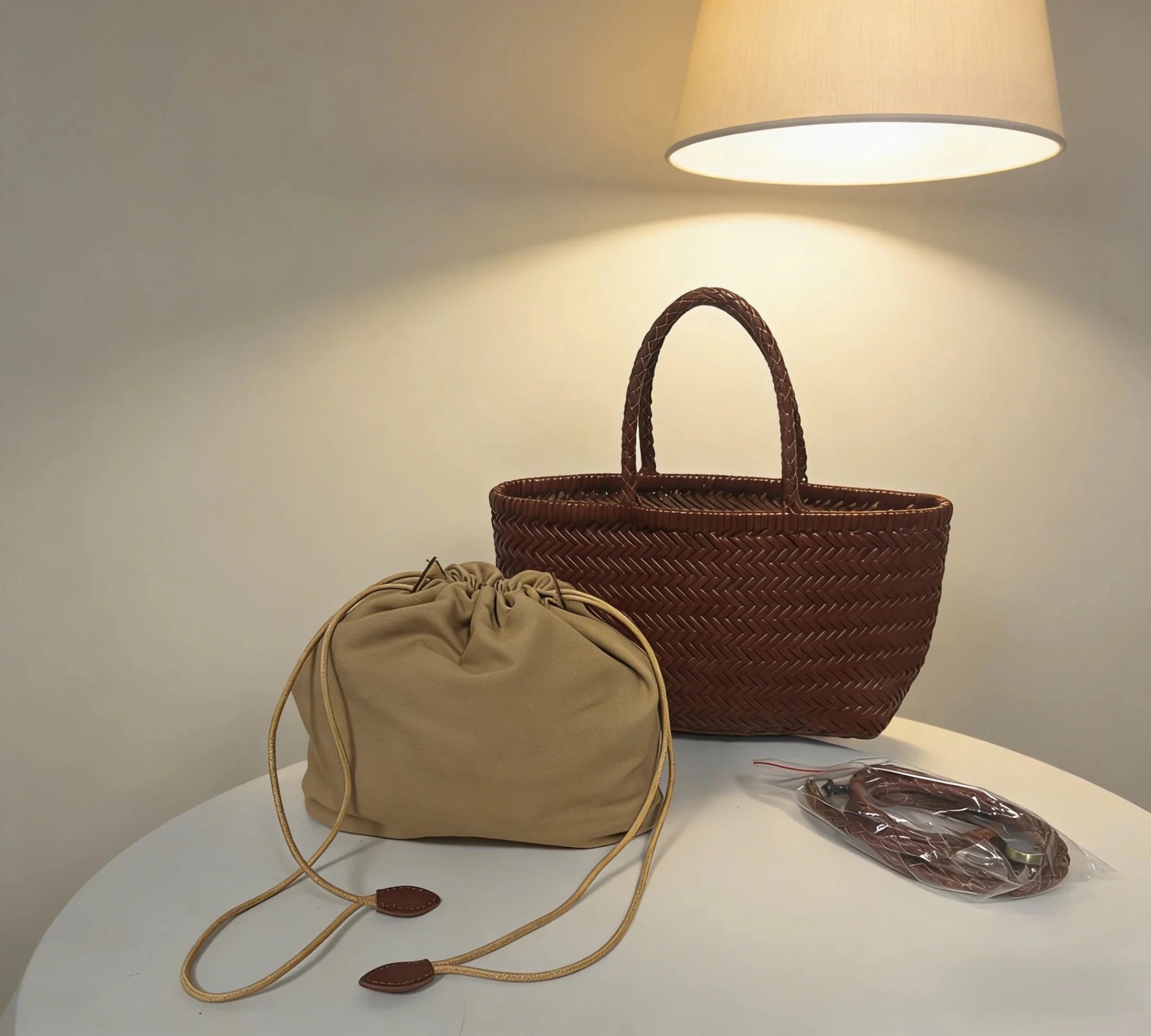 SOERA Anais Handwoven Leather Tote Bag - Handbags -  Coffee