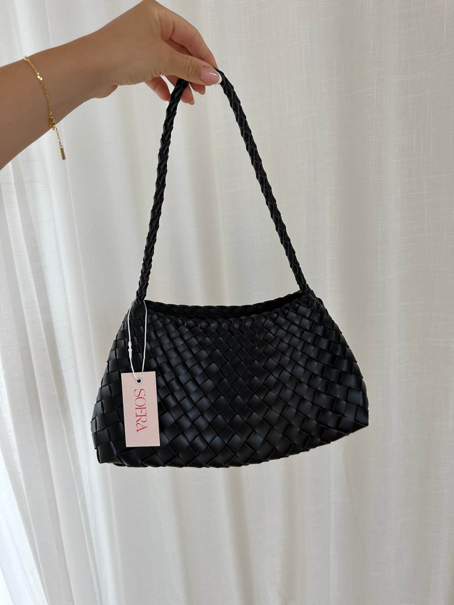 SOERA Marissa Vegan Leather Woven Bag Small - Handbags - Soera-Madeleine-Vegan-Leather-Woven-Bag-Small-Handbag/Black Black Regular
