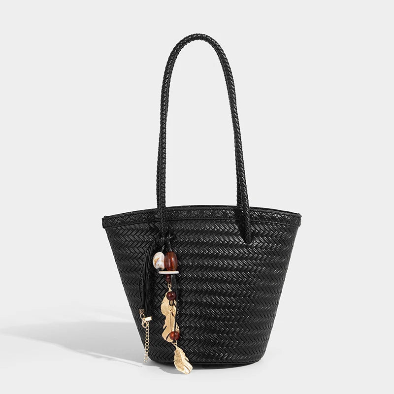 SOERA Meryl Woven Bucket Handbag with Pouch - Handbags - 1005009214177960-;Ct1775031590860242902 Black