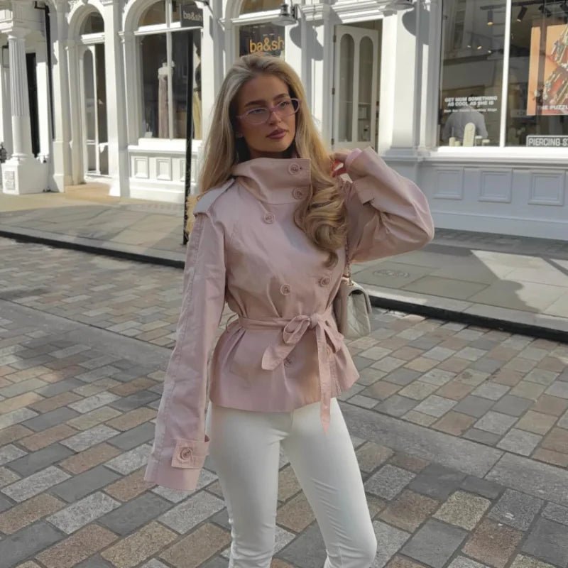SOERA Amy Belted Trench Jacket - Jacket - SOERA-188035-1-S-31523 Pink S