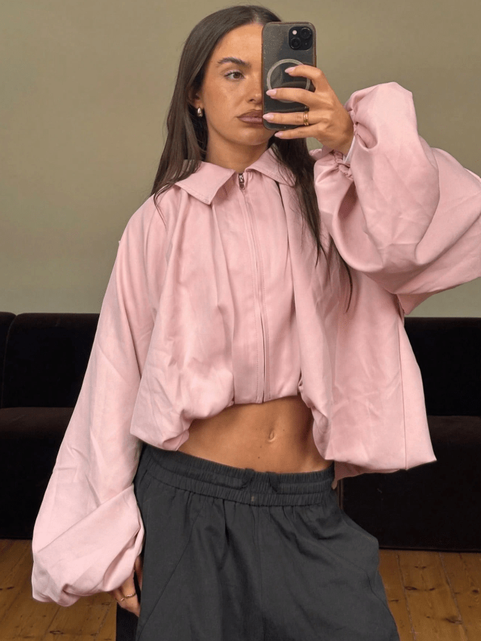 SOERA Sandra Cropped Balloon Sleeve Jacket - Jacket - SOERA-133763-PIN-L-09795 Pink L