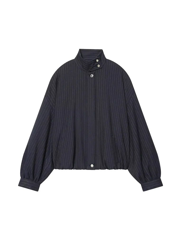 SOERA Saskia Striped Stand Collar Jacket - Jacket -  Blue XS