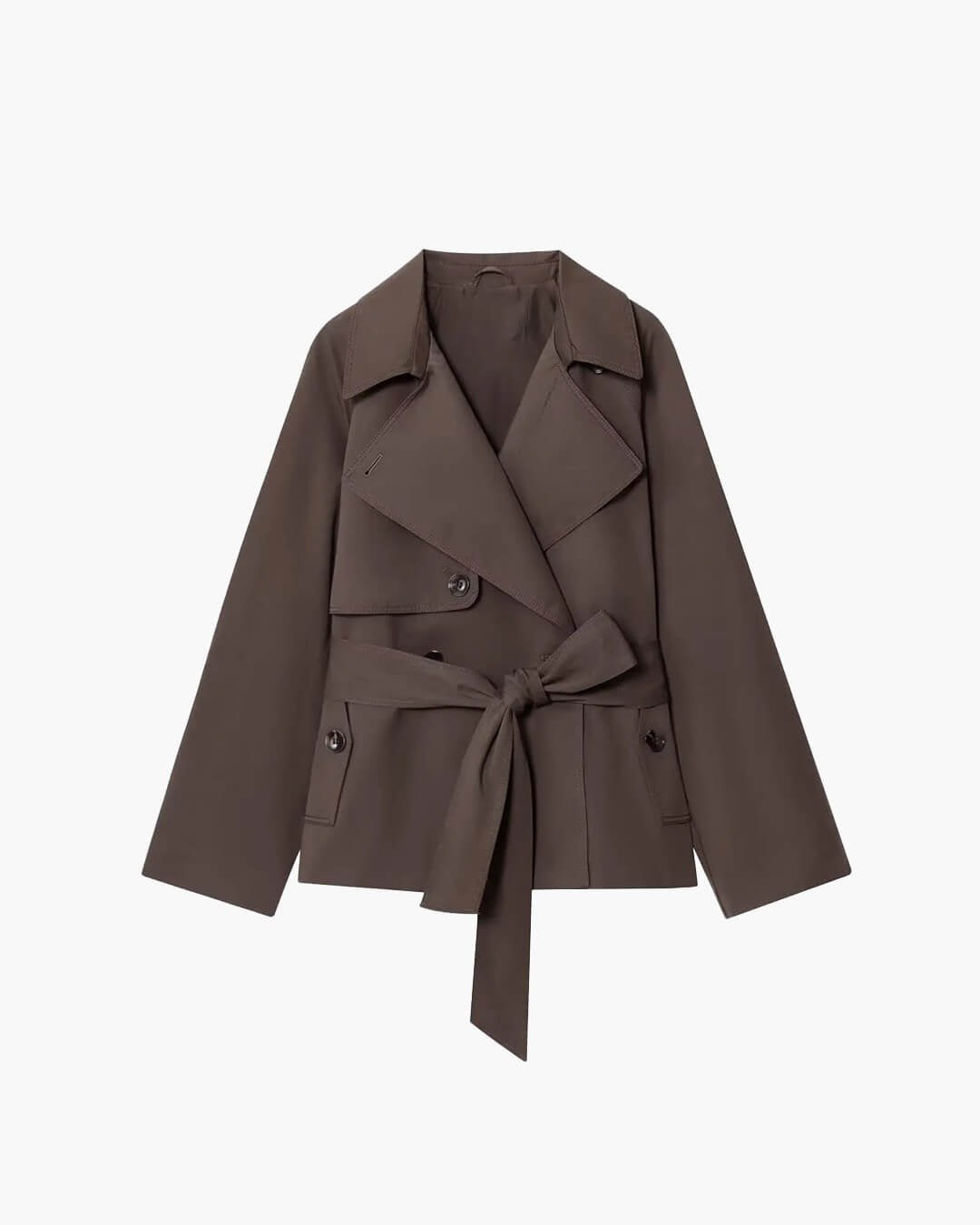 SOERA Alianna Belted Short Trench Coat - Jackets - 1005010525106371-;Gi1773466489348623332 Black S