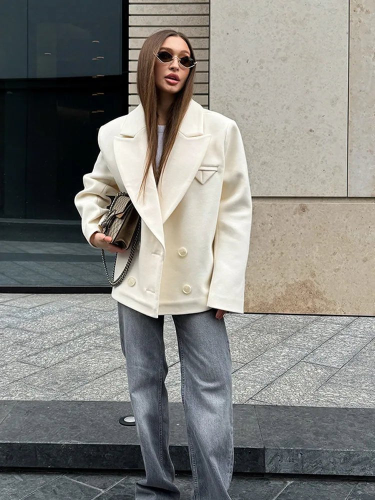 SOERA Angeline Relaxed Blazer Coat - Jackets - zD1767772172495502202 Off - White L