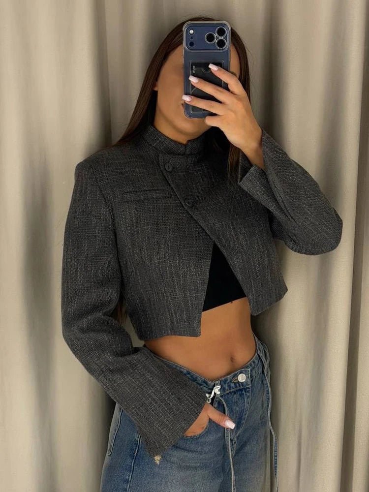 SOERA Anneliese Cropped Button - Front Blazer - Jackets -  Charcoal S