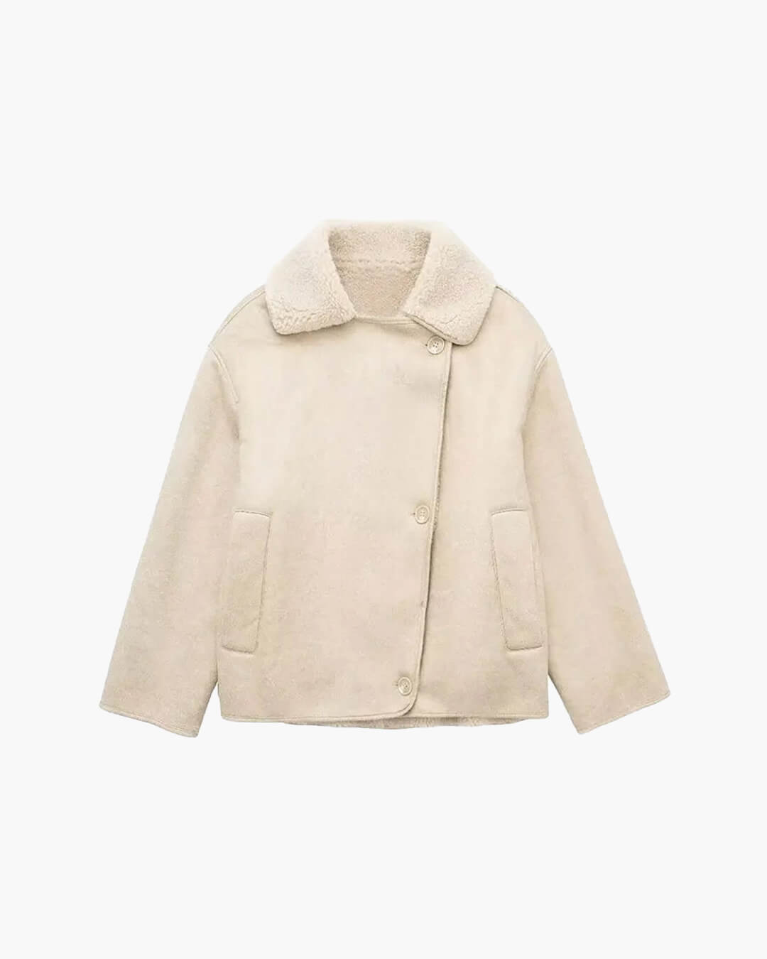 SOERA Arianne Sherpa Faux Leather Jacket - Jackets - Mr1765197968551288192 S Creme