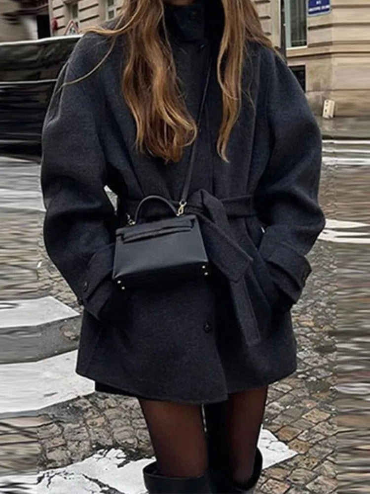 SOERA Ashley Stand Collar Short Coat - Jackets - Ql1762345864131653843 Black M