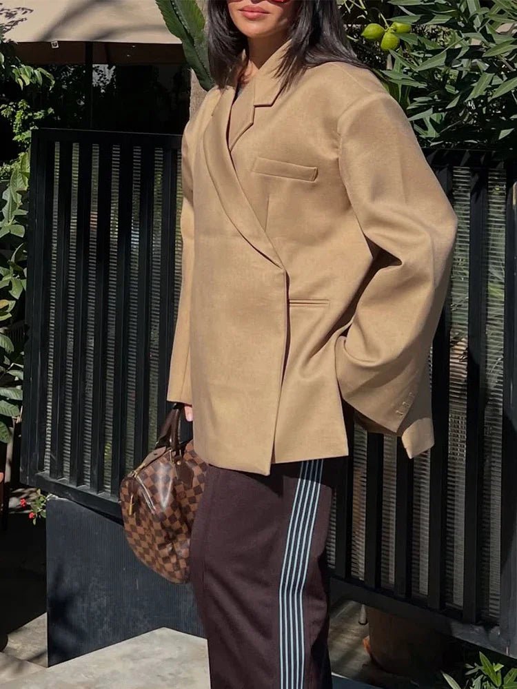 SOERA Brittany One - Button Lapel Blazer - Jackets - 1005009535153327-;ZX1775063642612566117 Beige S