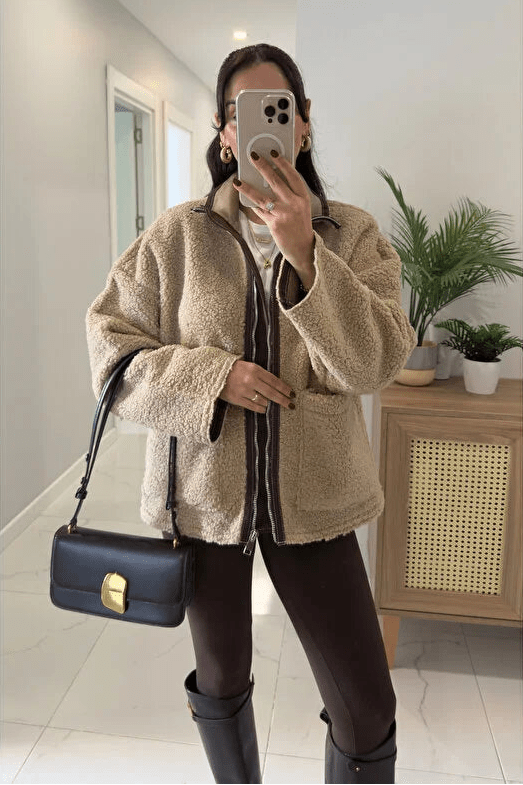 SOERA Carol Stand Collar Faux Fur Jacket - Jackets - 3256810101475923-;WX1763625122511294113 Brown S