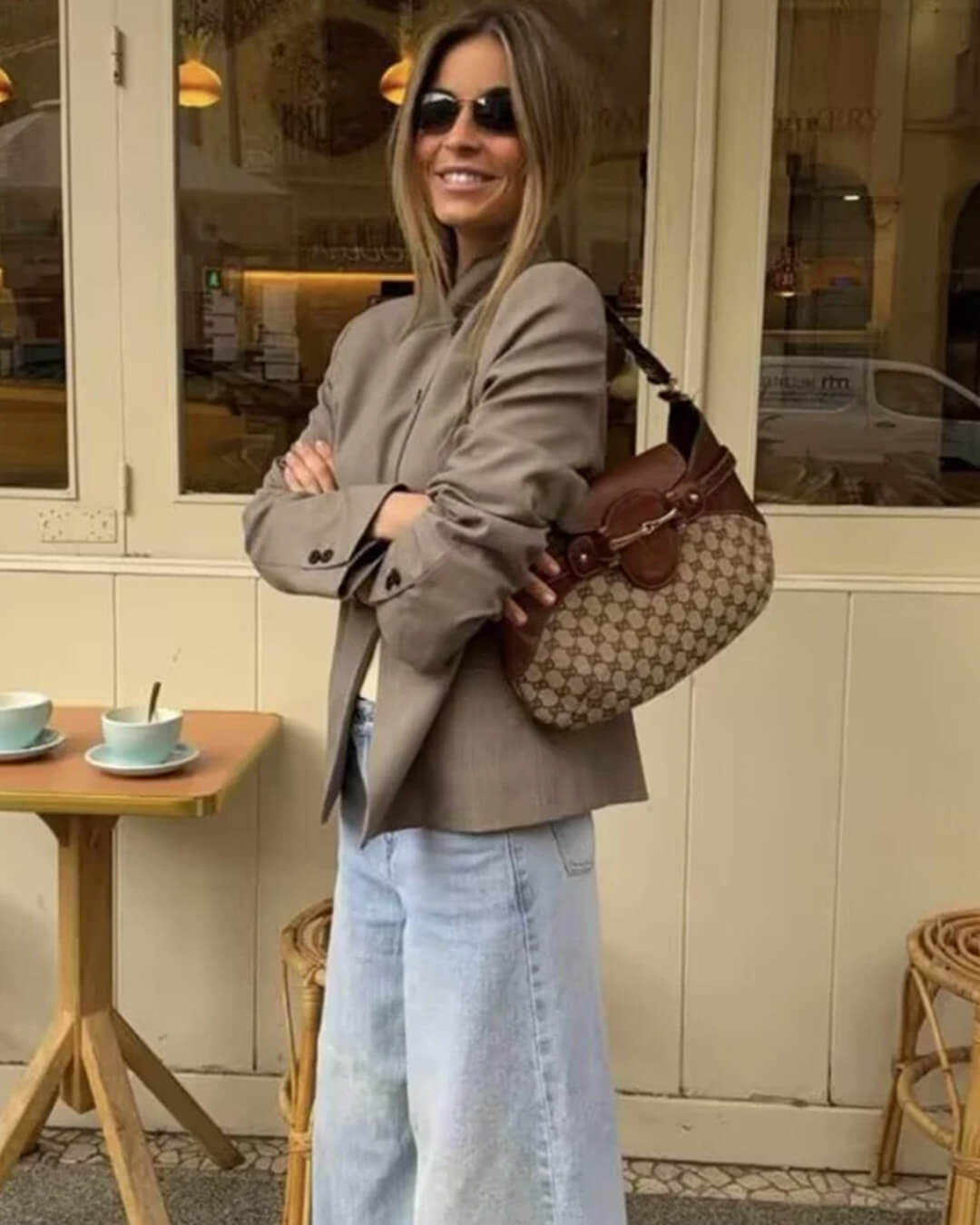 SOERA Cleo High Collar Button Closure Blazer - Jackets - 1005011830937893-;ZQ1775592293445159435 Stone Gray S