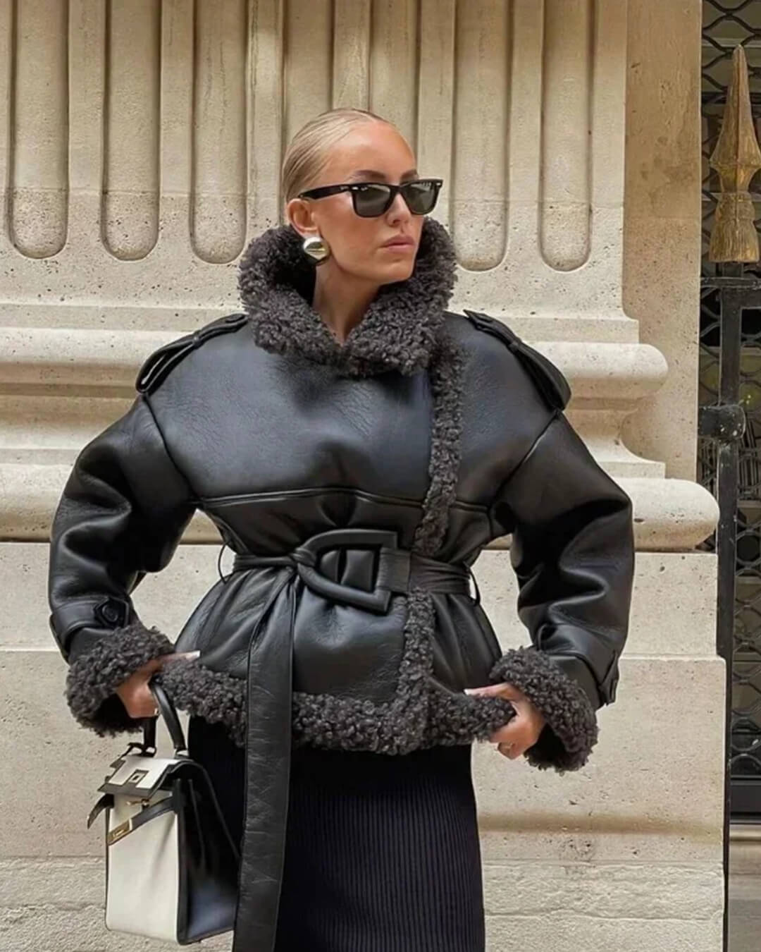 SOERA Cora Short Belted Faux Leather Jacket - Jackets - 3256808035558765-;Wr1765388039760337864 Black S