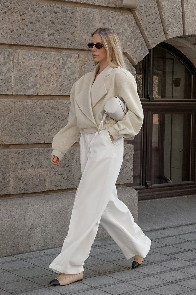 SOERA Courtney Lapel Elastic Waistband Coat - Jackets - ct1775497793865168016 Beige S