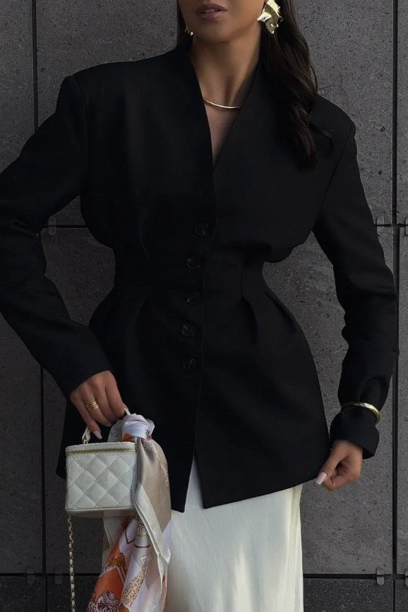 SOERA Daniela Cinched Collarless Blazer - Jackets - Cu1770276357226110391 Black M