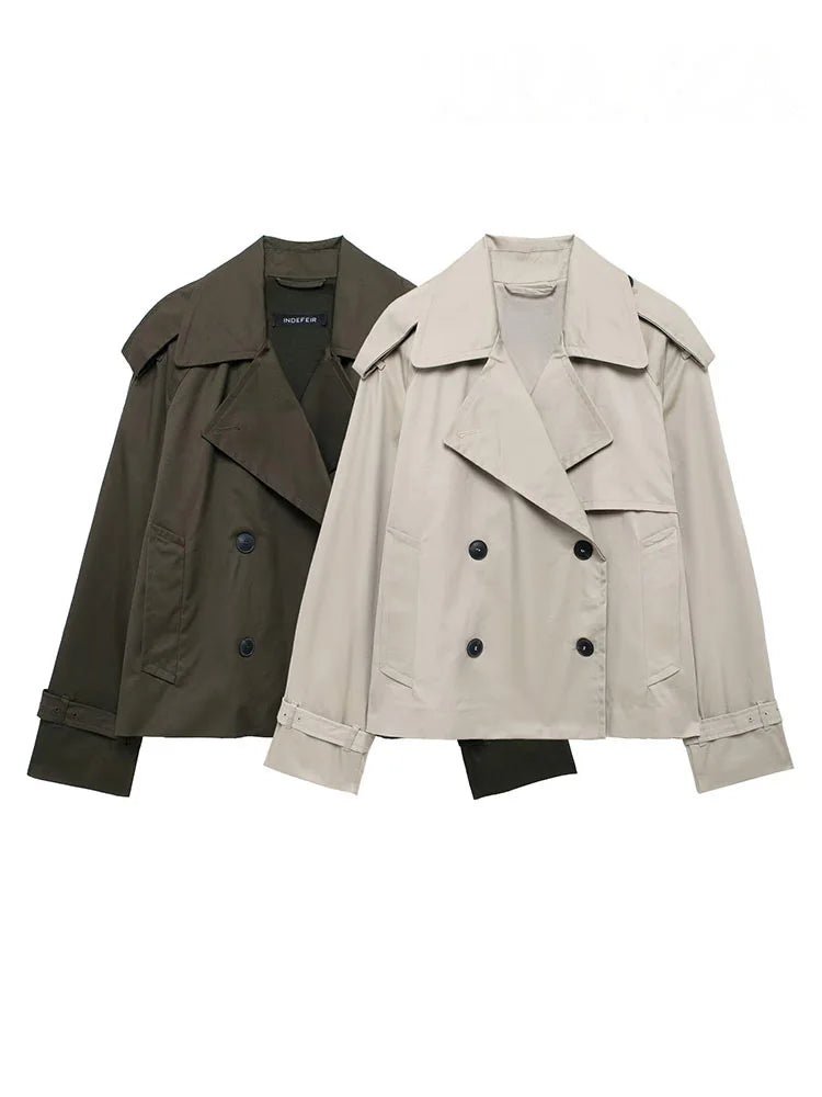 SOERA Dhelia Short Trench Coat - Jackets - 1005007713699485-;ur1763050842443361001 Army Green S