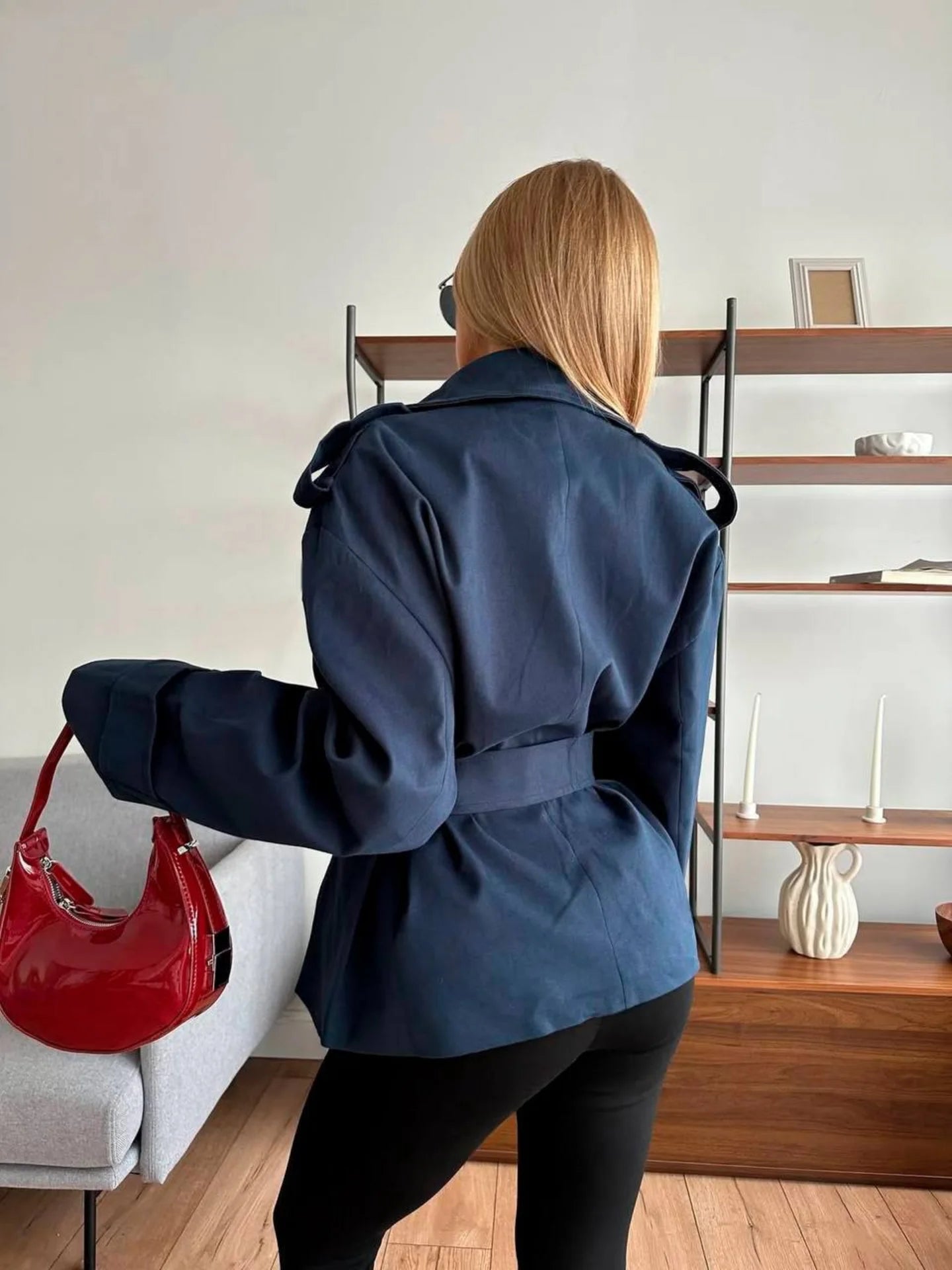 SOERA Dorothy Lace Up Short Trench Coat - Jackets - 1005011800038387-;FW1774869391306599057 Navy L