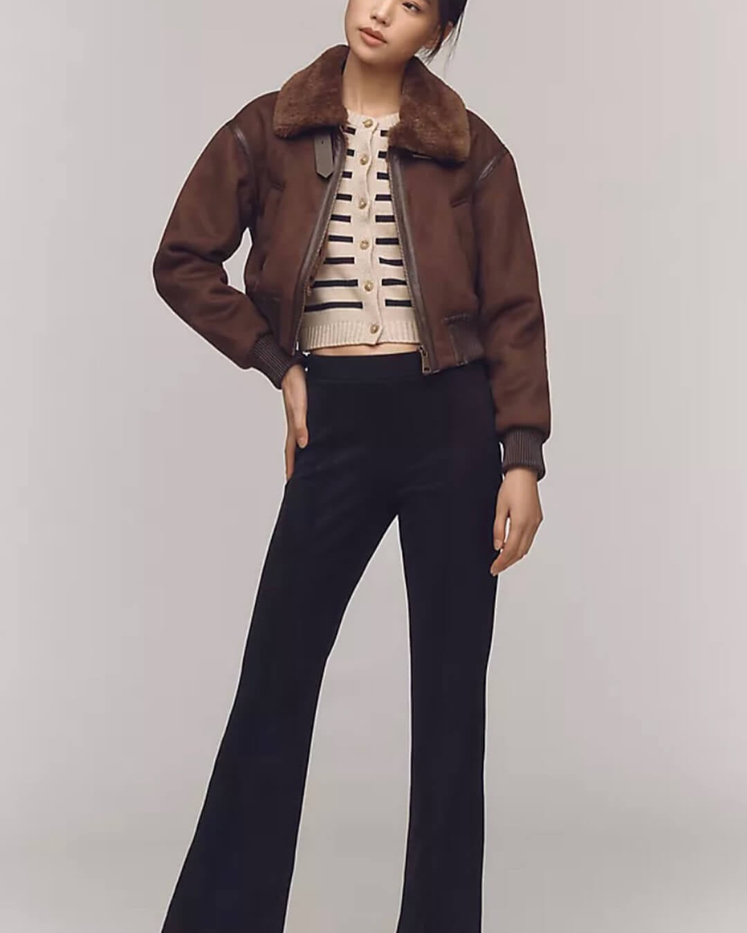 SOERA Esme Suede Short Bomber Jacket - Jackets - 1005006086971689-;sg1764703453922496199 Brown L