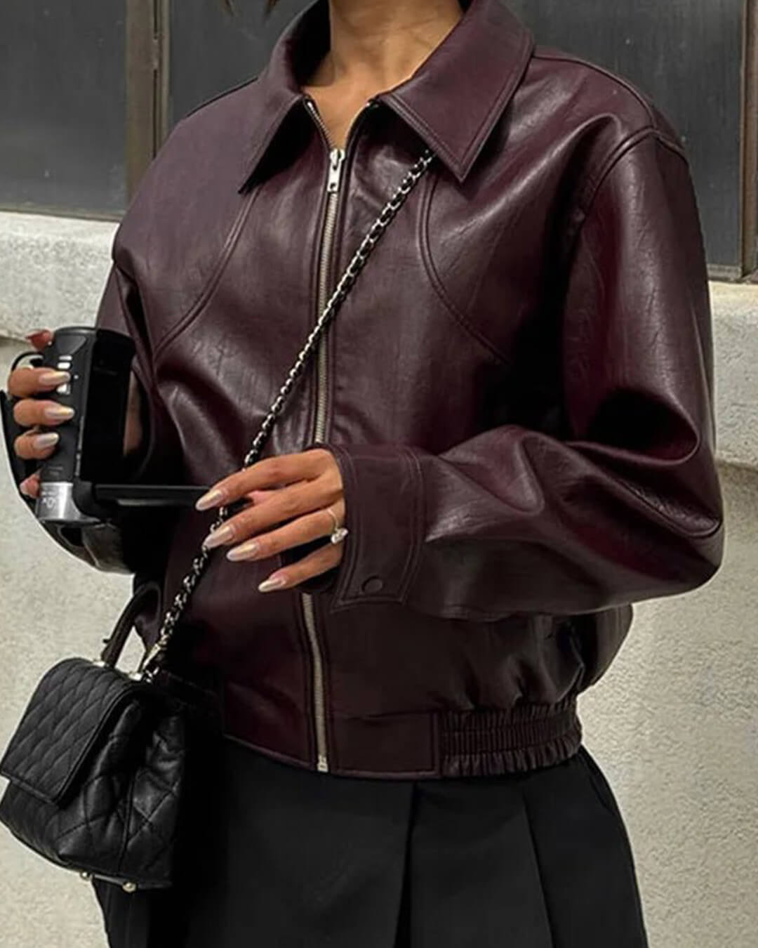 SOERA Harper Faux Leather Bomber Jacket - Jackets - gq1774532669739985266 S