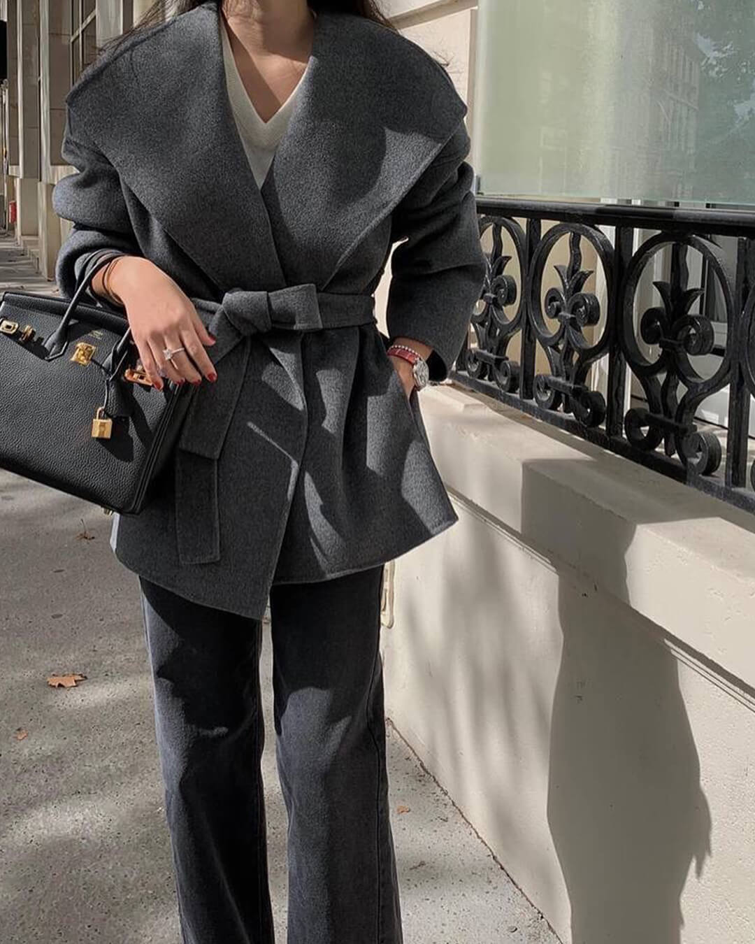 SOERA Lorelie Belted Wrap Coat - Jackets -  Grey