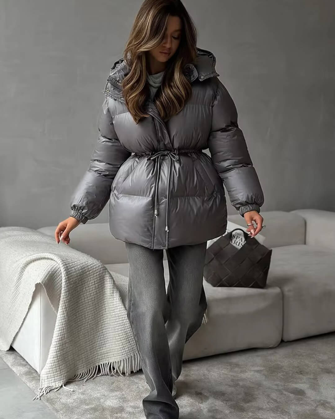 SOERA Lorie Drawstring Hooded Puffer Coat - Jackets - 1005010026834237-;Bl1761217546552308264 Dark Gray M