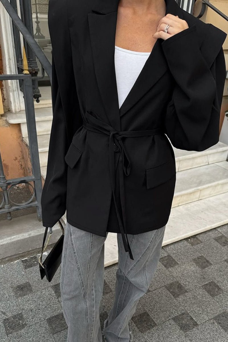 SOERA Megan Tie - Front Blazer - Jackets - EE1770276357225196185 Black L