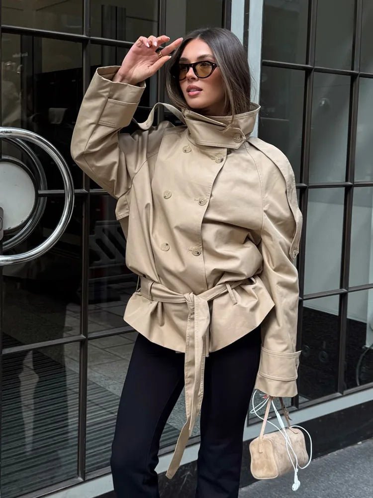 SOERA Portia High Neck Lace Up Coat - Jackets - 1005011887855759-;EF1775552730007250156 L