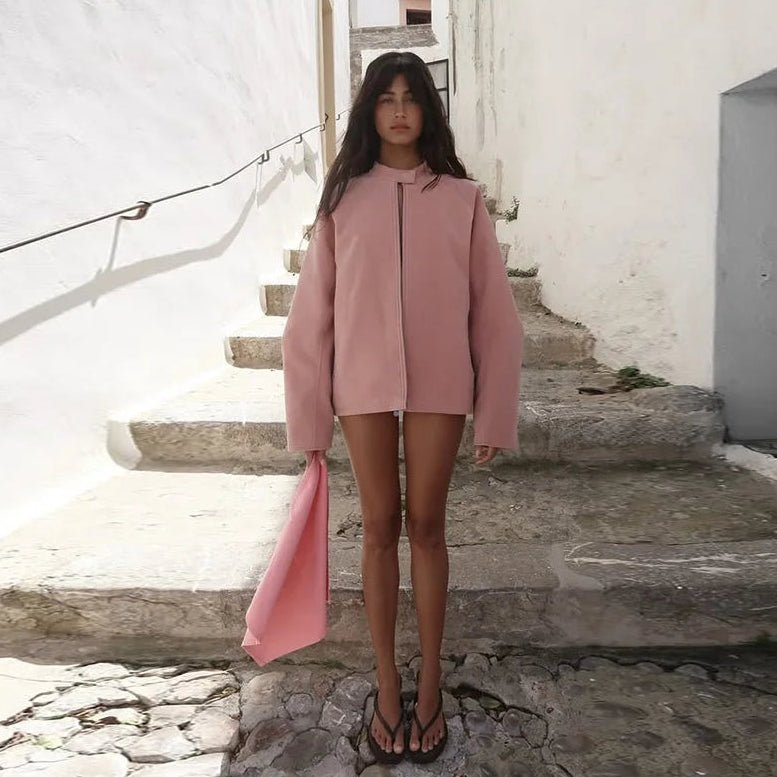 SOERA Queenie Suede Bomber Jacket - Jackets - kJ1761302825922436858 S Pink