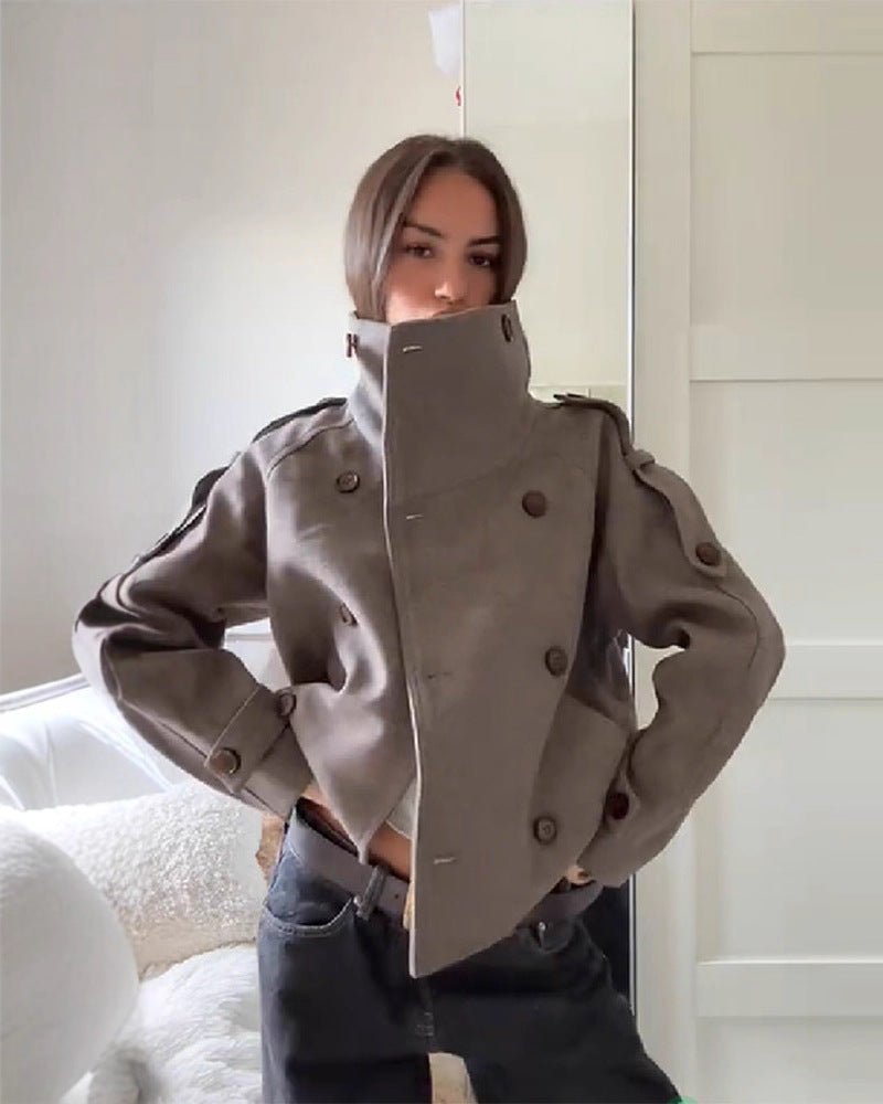 SOERA Rhea Stand Collar Breasted Coat - Jackets - AG1766362638978477068 S