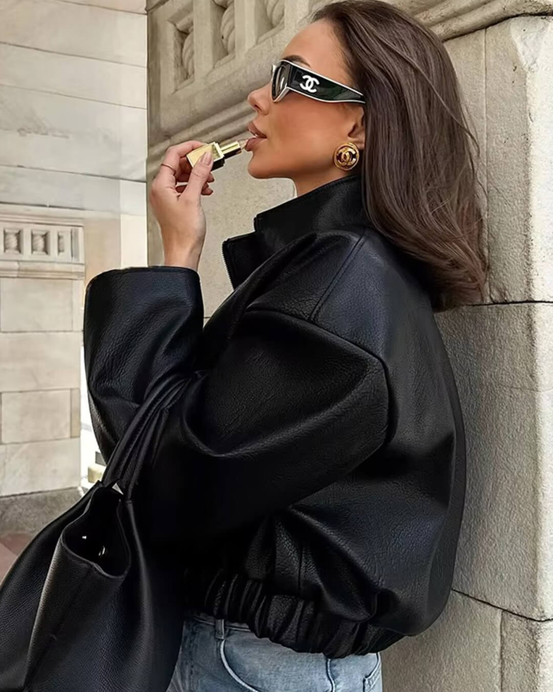 SOERA Sylvia Zip Up Leather Jacket - Jackets - FW1761546453490165159 Black L