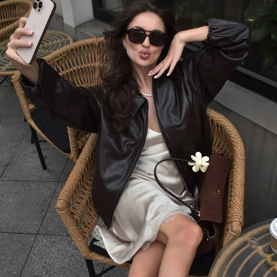 Blouson aviateur en similicuir Jenny