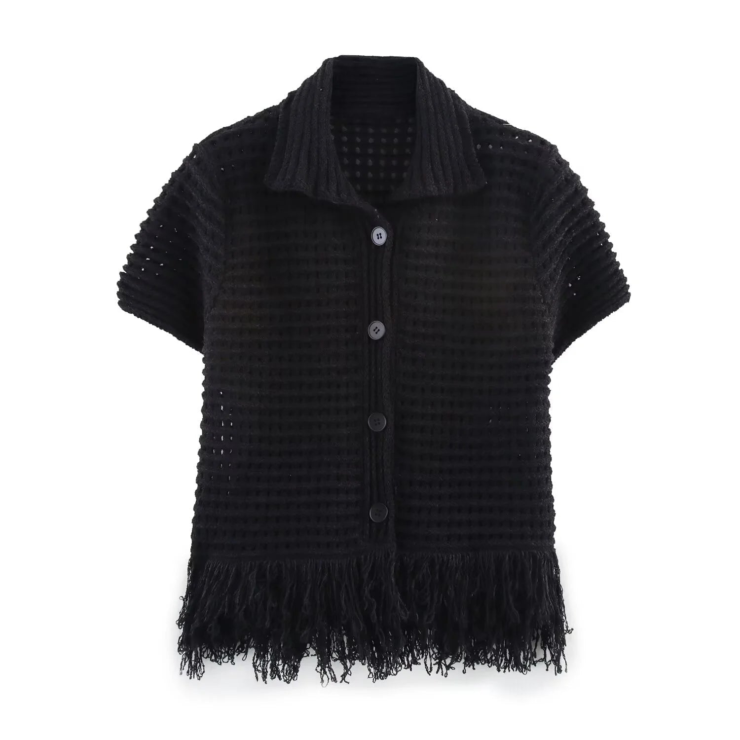 SOERA Beatrice Knitted Tassel Skirt Set - Matching Sets -  Black Set