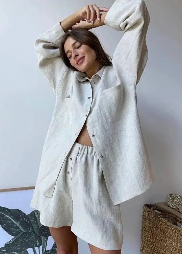 SOERA Beatrice Relaxed Linen Co-Ord Set - Matching Sets -  Brown M
