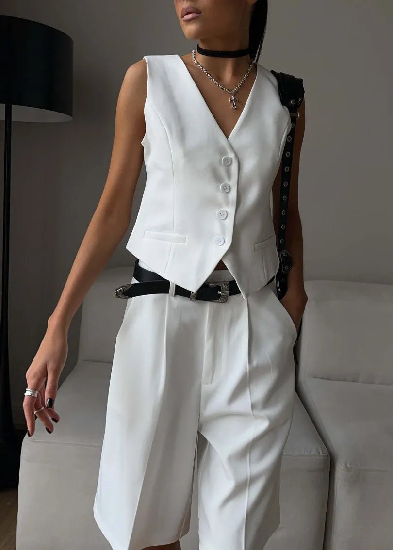 SOERA Bianca Tailored Vest & Bermuda Shorts Set - Matching Sets -  White S