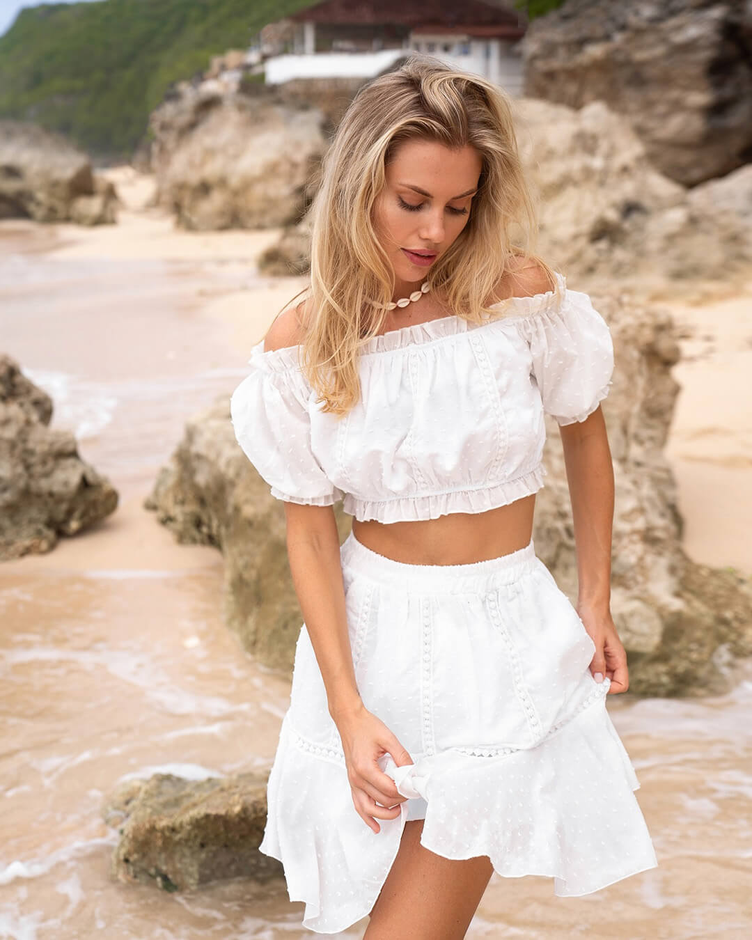 SOERA Connie Swiss Dot Ruffled Crop Top Skirt Set - Matching Sets - 1005008886382360-;Bm1776154513860269729 L