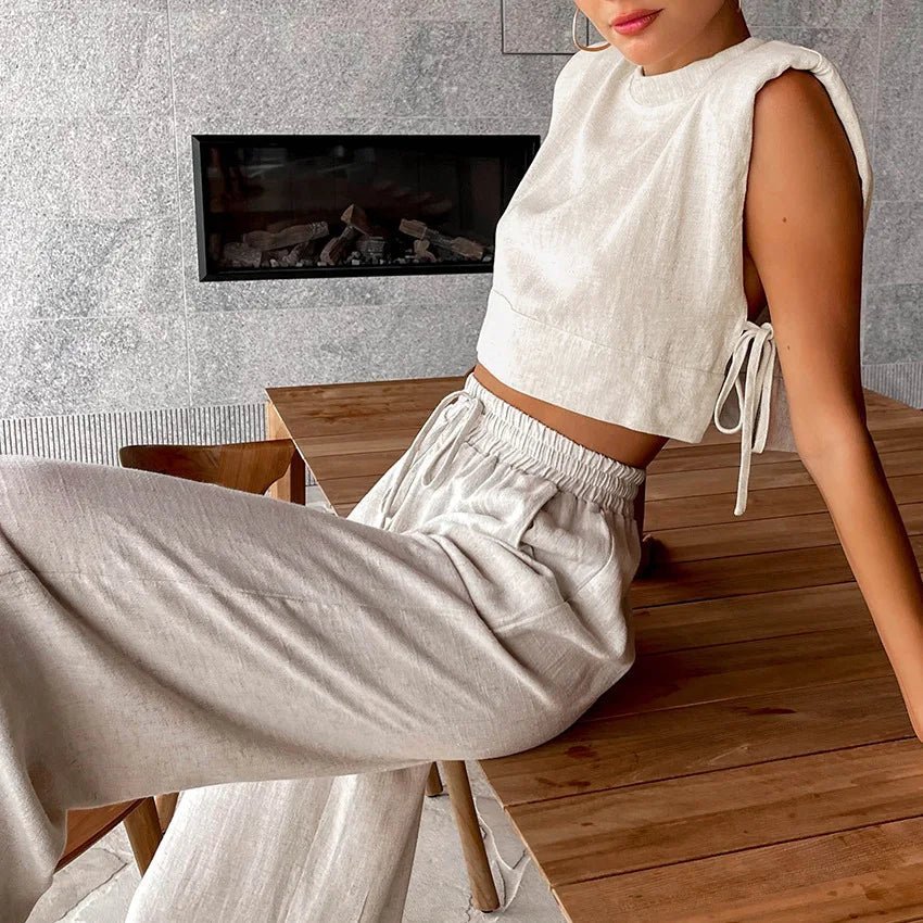 Ensemble deux pièces crop top en lin Delfina
