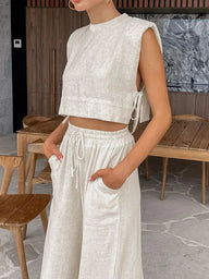 Ensemble deux pièces crop top en lin Delfina
