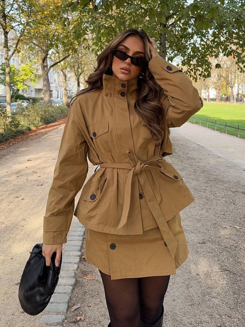 SOERA Ellie High Collar Belted Jacket & Skort Set - Matching Sets - SOERA-140035-TOP-XS-08899 Jacket XS