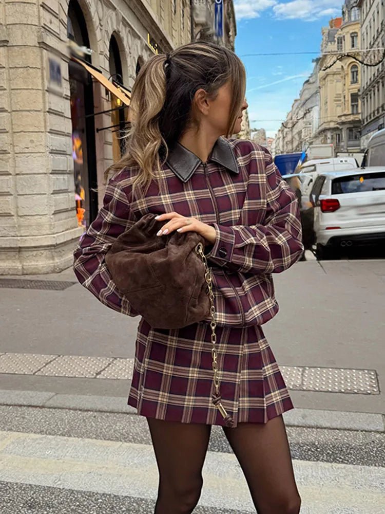 SOERA Jessica Check Bomber Jacket & Skort Set - Matching Sets - SOERA-845699-SKI-XS-27811 Skort Only XS