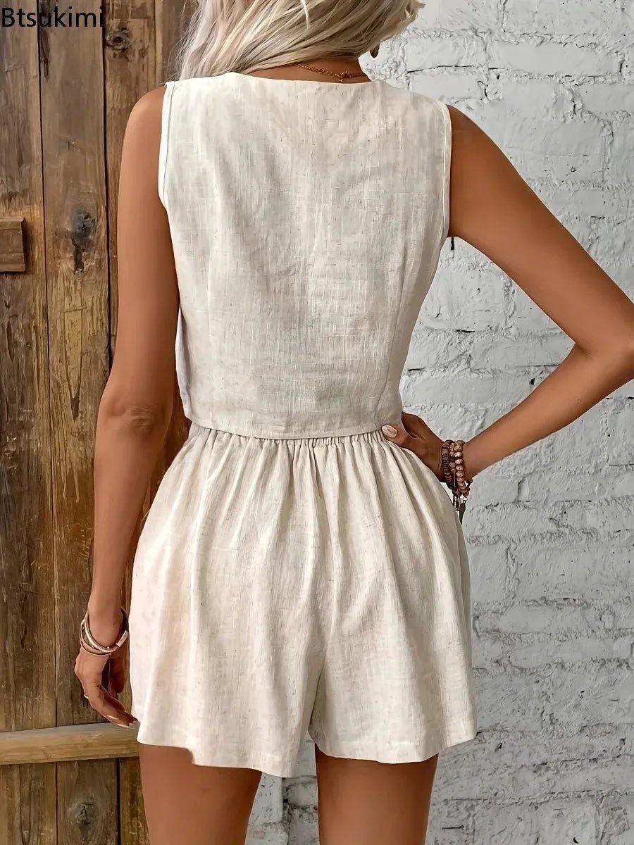 SOERA Lumi Cotton Linen Two Piece Set - Matching Sets -  Beige S