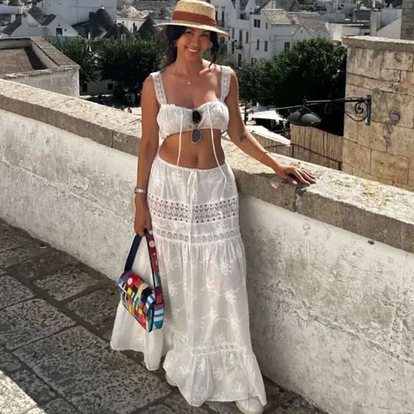 SOERA Margot Bohemian Crop Top Maxi Skirt Set - Matching Sets -  Off Shoulder S