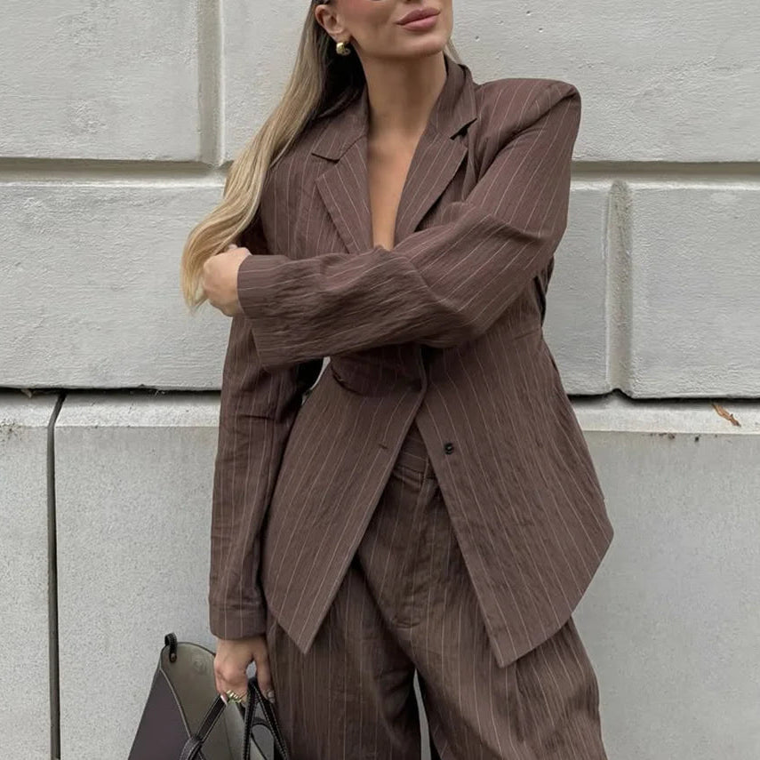 SOERA Melanie Pinstripe Pant Suit - Matching Sets - 1005010003509570-;No1770053337242233491 Pants XS