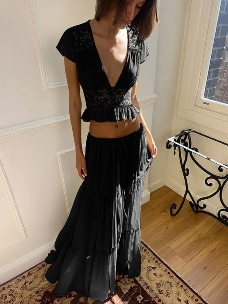 Morrigan Top en dentelle et jupe en chiffon - ensemble