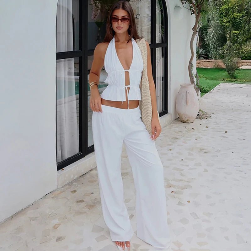 SOERA Renata Halter Cotton Two - Piece Set - Matching Sets -  White M
