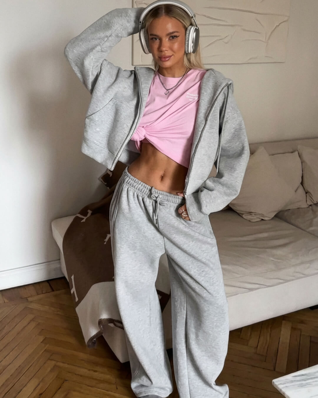 SOERA Two - Piece Zipper Tracksuit Set - Matching Sets - 1005009519310498-;Pz1769414229526503674 Gray L