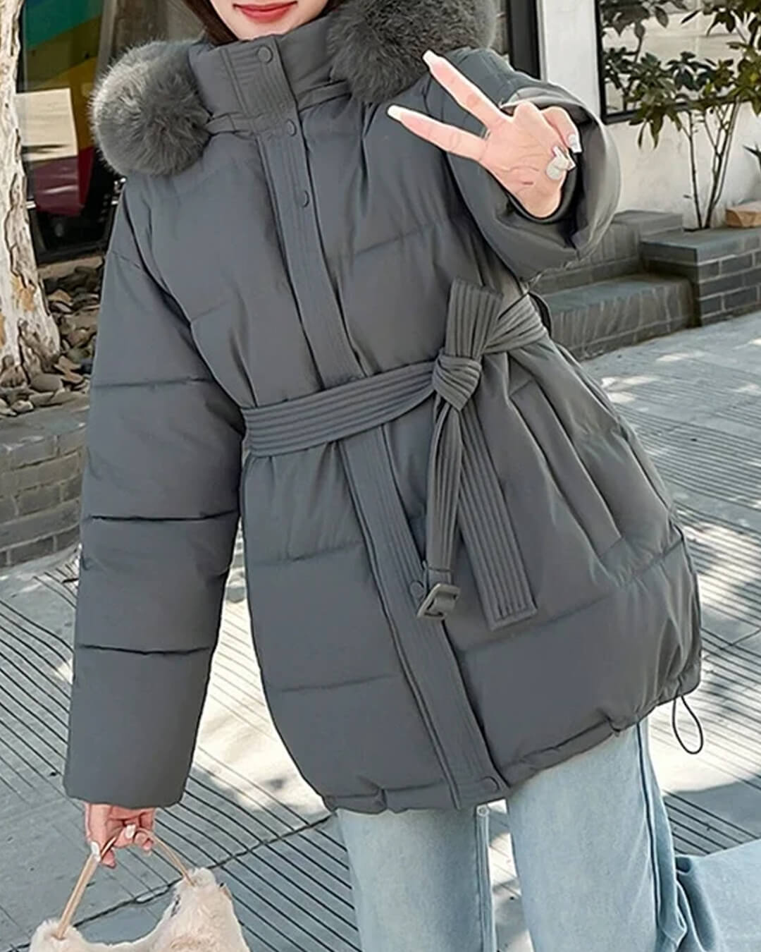 Manteau à col en fausse fourrure Myrtle